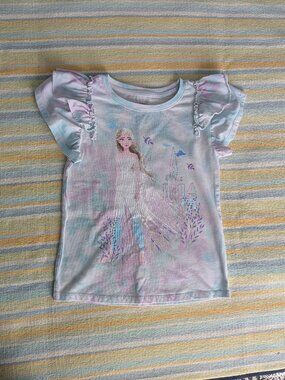 🛍️ BUNDLE ONLY • Frozen II Tie Dye Ruffle Sleeve Graphic Print Tee Small 6/6X